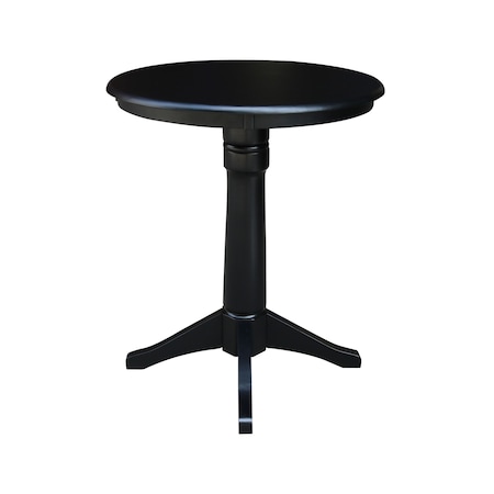 International Concepts Round 30 in Round Top Pedestal Table, 40.9 inH, Black, 30 W, 30 L, 41.9 in H, Wood, Black K46-30RT-27B-6B-2